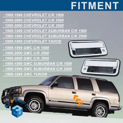 Vista 5 de APPERFiT Manija de Puerta Externa Completamente Metálica (Cromada) Compatible con 1995-2000 Chevrolet Chevy Tahoe Suburban C1500 C2500 C3500 K1500