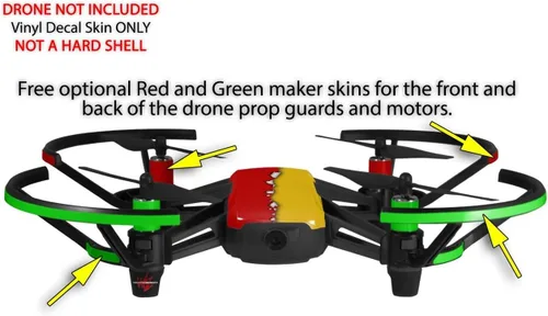 Vista 3 de Skin Decal Wrap Pack 2 para DJI Ryze Tello Drone Ripped Colors Red Yellow Drone NO Incluido