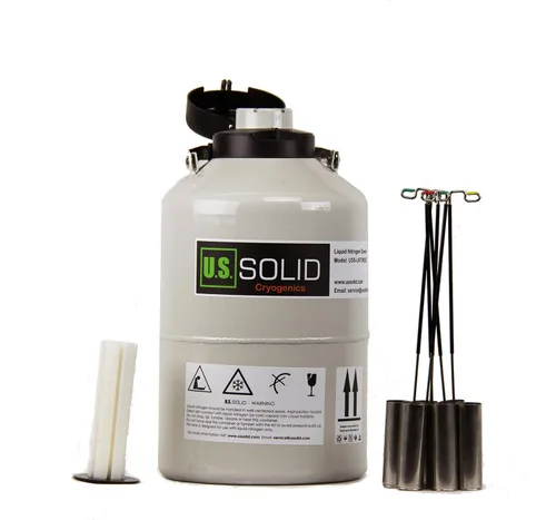 Vista 9 de U.S. SOLID Contenedor criogénico de 10 L, depósito tipo tanque de nitrógeno líquido LN2 con correas, 6 envases