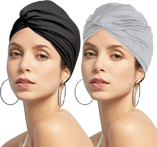 Vista 6 de Gorro de natación elástico para mujer, pelo largo y corto, plisado, anudado, suave, no resistente al agua