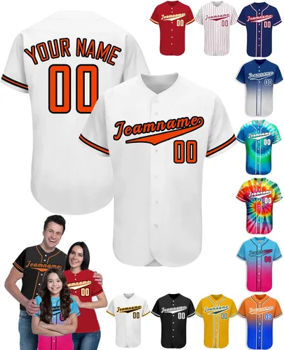 Vista 15 de Camiseta de béisbol personalizada para hombres, mujeres y niños con nombre, número y logotipo, camisetas de sóftbol personalizadas, S-4XL