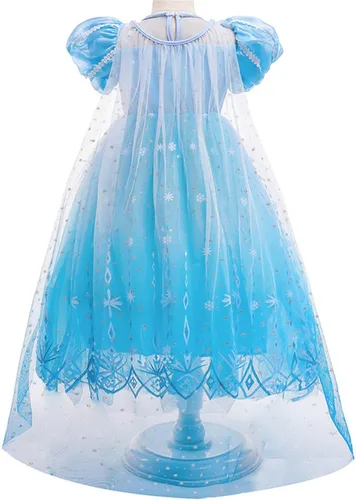 Vista 4 de Vestido de princesa para niñas con perlas elegante disfraz de cumpleaños para niños pequeños guantes corona varita