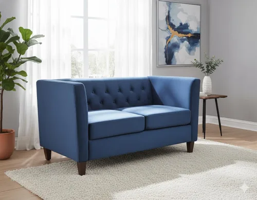 Vista 22 de Container Furniture Direct Muebles clásicos con capitoné y modernos para sala de estar, sofá universitario con relleno, cómodo sofá biplaza de Gris
