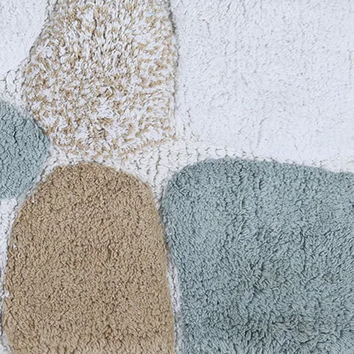 Vista 3 de Ramanta Home Alfombra de baño de algodón puro con piedra de guijarro, color beige gris, súper suave, antideslizante, absorbente, para baño, cocina