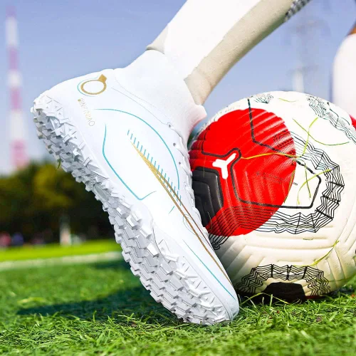 Vista 6 de JIEBUNIAO Botas de fútbol para hombre, zapatos de fútbol profesionales de alta calidad, para interiores y exteriores, cómodos tenis atléticos