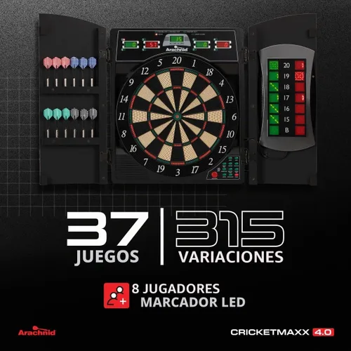 Vista 2 de Arachnid Cricket Maxx 4.0 - Juego de tablero de dardos electrónico, color negro