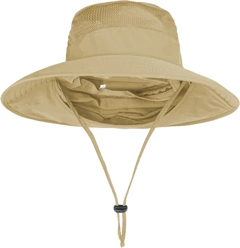 Vista 4 de ZOORON Sombreros de sol para hombres y mujeres con solapa para el cuello Caqui