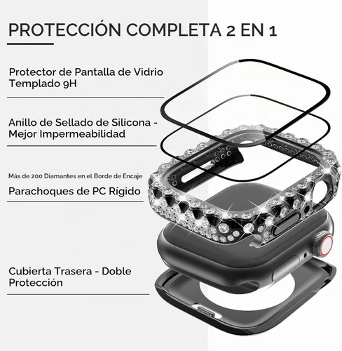 Vista 3 de Surace Funda impermeable 2 en 1 para Apple Watch Series 6, 5, 4, SE de Impermeable-negro