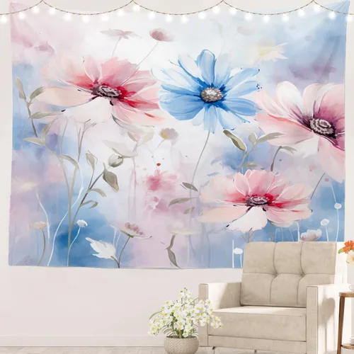 Vista 59 de Batmerry Peaceful Retreat Beautiful Landscape Polyester Tapestry, Blooming Garden Setting Lightweight Wall Hanging High-Definition Print Backdrop