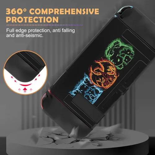 Vista 4 de DLseego Funda protectora para interruptor de monstruo de dibujos animados, carcasa de TPU suave a prueba de golpes, resistente a los arañazos, piel