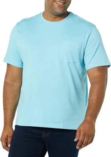 Vista 2 de Tienda Essentials Camiseta de manga corta con cuello redondo para hombre, ajuste regular, paquete de 2