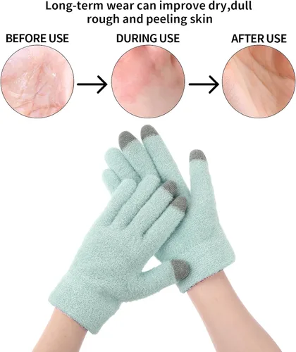 Vista 2 de Guantes de spa para manos secas, guantes hidratantes durante la noche con buen forro, guantes hidratantes para pantalla táctil para mujeres