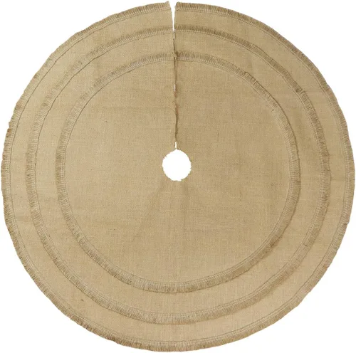 Vista 2 de Falda de árbol de Navidad, 48 pulgadas de yute de arpillera natural liso con borlas, decoración rústica de Navidad