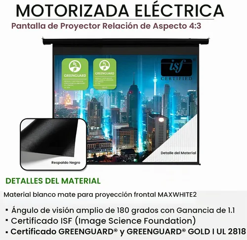Vista 2 de Akia Screens AK-MOTORIZE104V1 - Pantalla de proyector motorizada de 104 pulgadas, 4:3, pantalla de proyector desplegable eléctrica con mando a