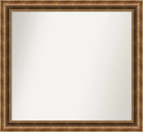 Vista 1000 de Amanti Art Espejo de pared personalizado no biselado (25 x 25 pulgadas), marco de bronce acentuado, varios tamaños personalizados, espejo de baño