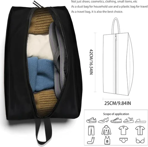 Vista 4 de Bolsa de zapatos para viajes, bolsa de zapatos resistente al agua para gimnasio, bolsa de tacos de fútbol resistente al olor para deporte, Negro