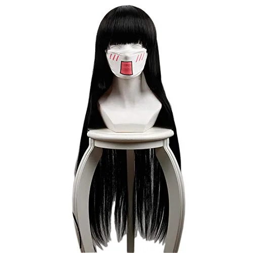 Vista 2 de Peluca de cosplay Kakegurui Compulsivo Jugador Jabami Yumeko Peluca Cosplay Disfraz Mujer Negro Largo Pelo sintético Halloween Fiesta Juego de rol