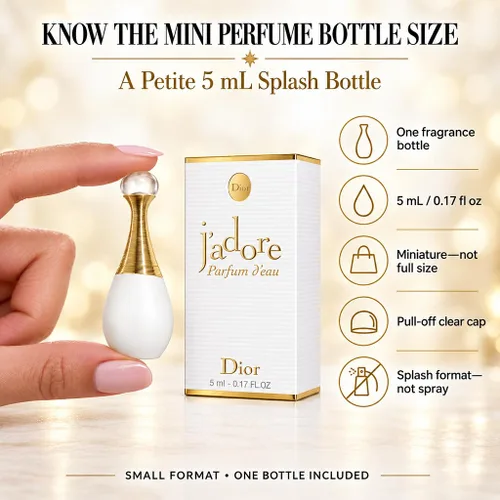 Vista 5 de Dior J'Adore Parfum D'eau - Mini perfume para mujer, tamaño de viaje