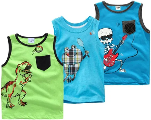 Vista 46 de Camisetas sin mangas de algodón suave para niños pequeños, paquete de 3