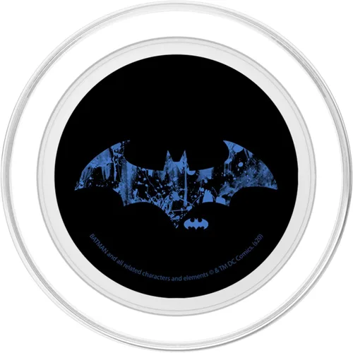 Vista 2 de DC Comics Fan Art - PopSockets MagSafe PopGrip con logotipo de pintura azul de Batman para iPhone