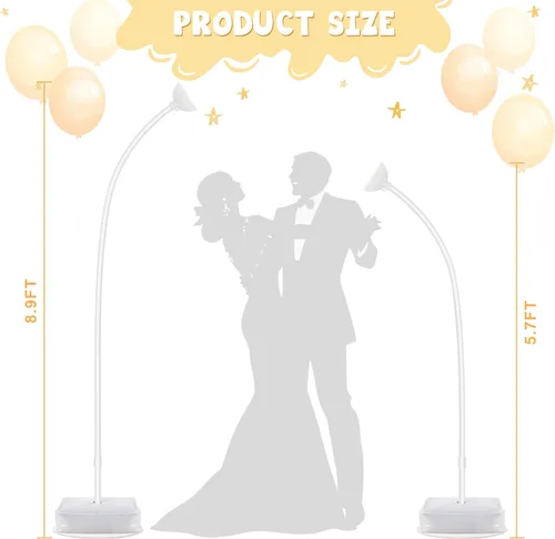 Vista 3 de Chamvis Soporte de arco de globos, kit de arco de globos ajustable de 8.2 pies y 5 pies, marco de arco de boda, soporte de arco de flores, arco