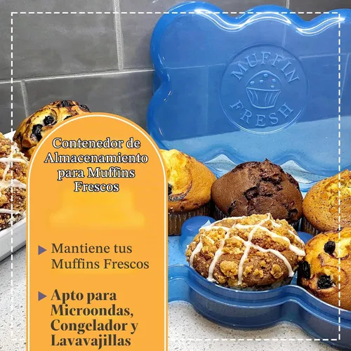 Vista 2 de Muffin Fresh - Contenedor de almacenamiento con tapa, 1 unidad, capacidad para 6