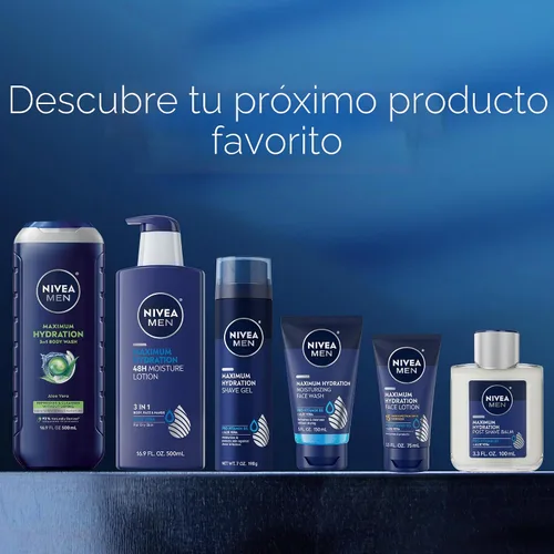 Vista 9 de Nivea Men Gel de baño de máxima hidratación para piel seca, enriquecido con aloe vera, gel de baño hidratante 3 en 1, cara y cabello, sin parabenos