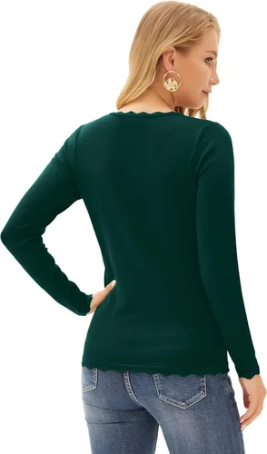 Vista 6 de GRACE KARIN - Blusa estilo suéter sin botones altamente elástica de manga larga para mujer