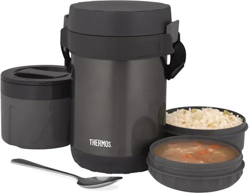 Vista 2 de THERMOS Todo-En-Uno Transportador de comida sellado al vacío con una cuchara, acero inoxidable, Humo.