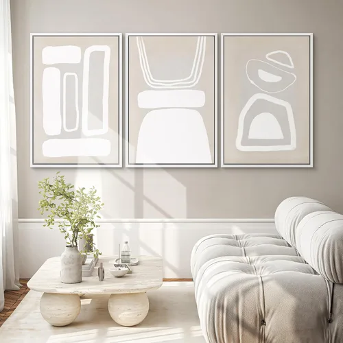 Vista 184 de SIGNWIN Lienzo enmarcado para pared, juego de arte neutro de bosque brumoso, ilustraciones en tono tierra, arte moderno, decorativo, bohemio