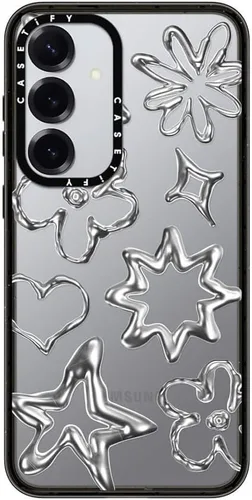 Vista 56 de CASETiFY Funda de impacto para Galaxy S22+ - Adhesivo Aries Moross, color negro transparente