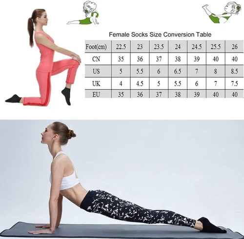 Vista 7 de Juego de 4 pares de calcetines de silicona con agarre de puntos para mujer, calcetines antideslizantes para yoga, fitness, baile, ballet, calcetines