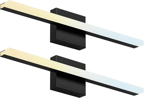 Vista 8 de ZAGO Lámpara de tocador de baño de 24 pulgadas sobre el espejo, LED moderna y rotacional montada en la pared, ajustable, cableada, con cable