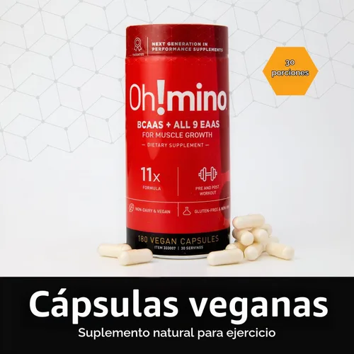 Vista 6 de Ohmino BCAA + Suplemento de aminoácidos EAA, 180 cápsulas veganas