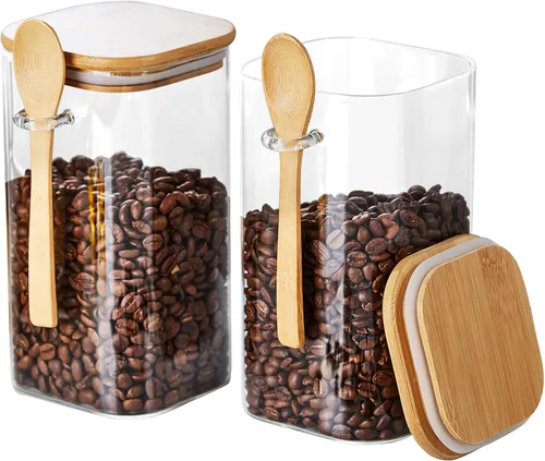 Vista 7 de Unbreakable - Frascos de vidrio con tapa hermética de bambú y cuchara, 4 piezas de 39 oz, recipientes para avena nocturna, botes de cocina