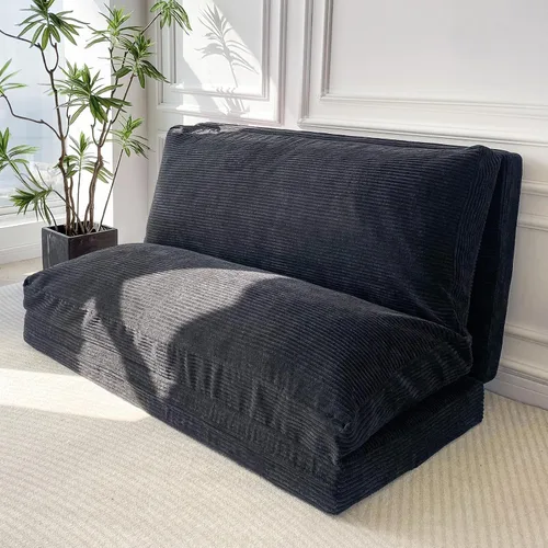 Vista 17 de MAXYOYO Sofá cama plegable, sofá de suelo, silla convertible con funda lavable, sofá de suelo, sillón, puf, cama para sala de estar, beige, 39 x 91