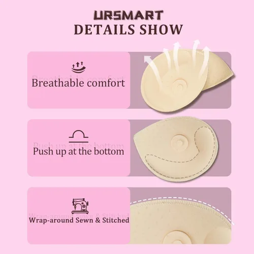 Vista 4 de URSMART Insertos de almohadillas de brasier, insertos de copas de brasier, almohadillas de repuesto para mujer, cómodas copas deportivas