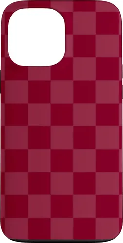 Vista 24 de Funda de diseño simple con diseño a cuadros rojo burdeos para iPhone 16