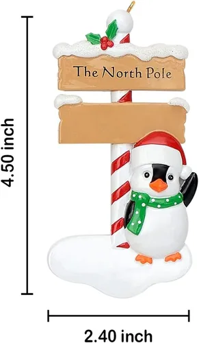 Vista 5 de MAXORA Adornos de Navidad personalizados 2025 – Adorno de pingüino del Polo Norte – Adornos de Navidad familiares únicos personalizados 2025