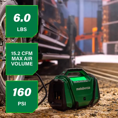 Vista 5 de Metabo HPT Inflador de doble función inalámbrico multivoltios de 18 V, inflador de aire portátil con modos de alta presión y alto volumen, presión