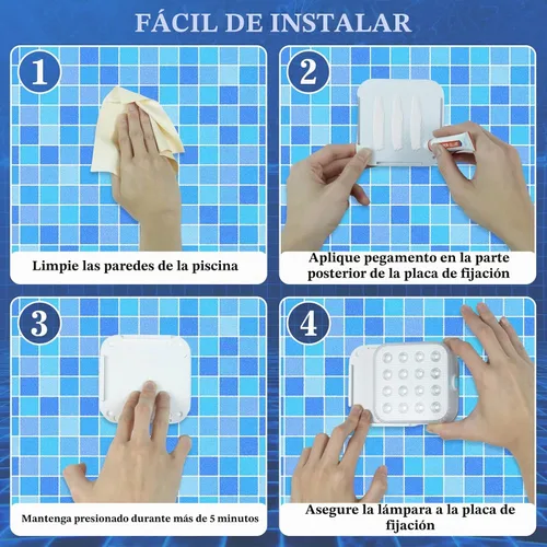 Vista 7 de Luces de piscina recargables con control remoto, 16 luces LED sumergibles con cambio de color, impermeables para piscina enterrada, estanques
