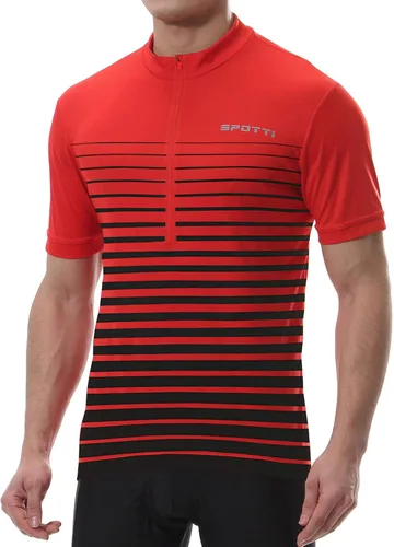 Vista 18 de Spotti Playera de manga corta para ciclismo de hombre con 3 bolsillos traseros, transpirable, secado rápido