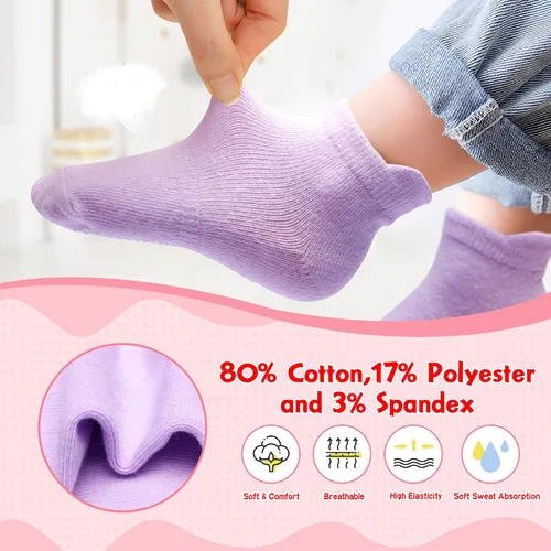 Vista 3 de 12 paquetes de calcetines antideslizantes para niños y bebés con agarres, 1-7 años, calcetines de algodón para tobillo para niños y niñas