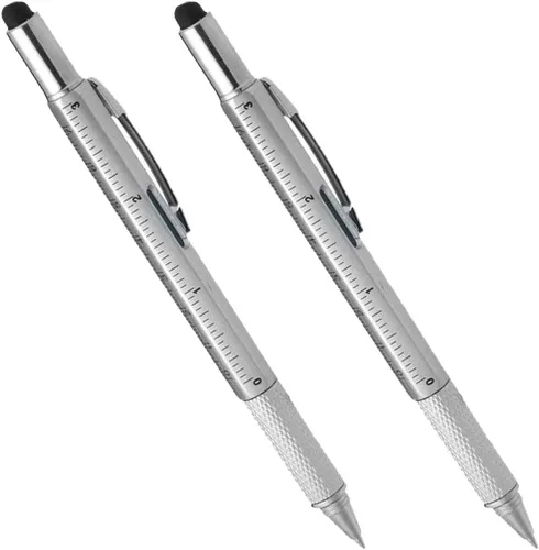 Vista 11 de Multipalabra 6 en 1 herramienta multifunción bolígrafo con bolígrafo, regla, destornillador, una cabeza plana, bolígrafo de pantalla táctil, medidor