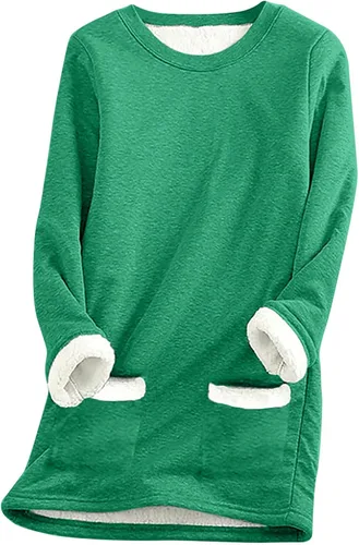 Vista 15 de Sudaderas de forro polar para mujer, de manga larga, cómodas, de felpa, cálidas, para invierno Negro