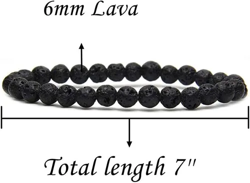 Vista 2 de Pulsera elástica de cuentas redondas de piedras semipreciosas de 0.236 in, unisex de 7 pulgadas