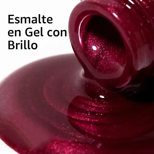 Vista 2 de Esmalte de uñas de gel rojo perla, 0.54 onzas líquidas, botella grande UV/LED, esmalte de gel rojo para primavera y verano