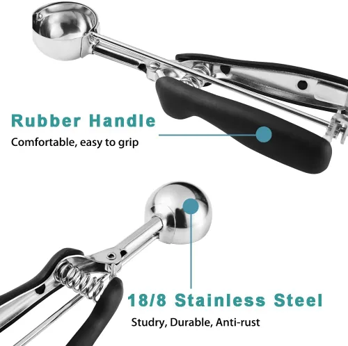 Vista 4 de HOMURE H Cookie Scoop 8 Tablespoon, 4 oz Ice Cream Scoop with Trigger Negro
