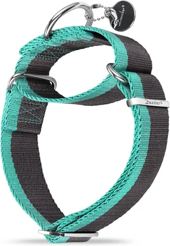 Vista 11 de Collar Martingale de 1.5 Pulgadas de Ancho de Nylon Extra Fuerte 1200D para Perros, Collar para Perros de Servicio Pesado Sin Tirones con Rayas de 2
