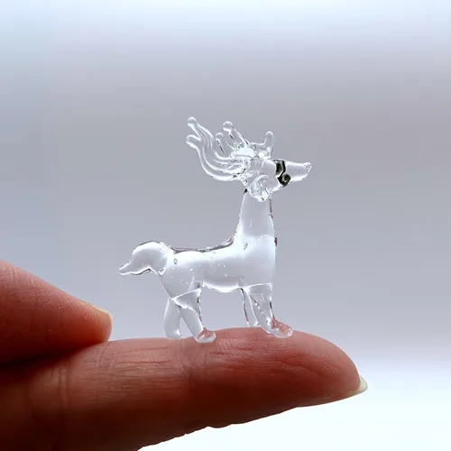 Vista 6 de Ciervo micro pequeñas figuras de vidrio soplado a mano, animales de arte coleccionable, regalo para decoración del hogar (azul rosa)